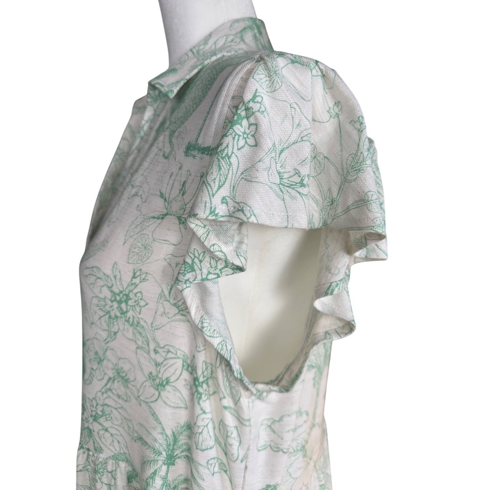 Jane and Delancey Pale Mint Botanical Collared Midi Dress - Picture 5 of 14